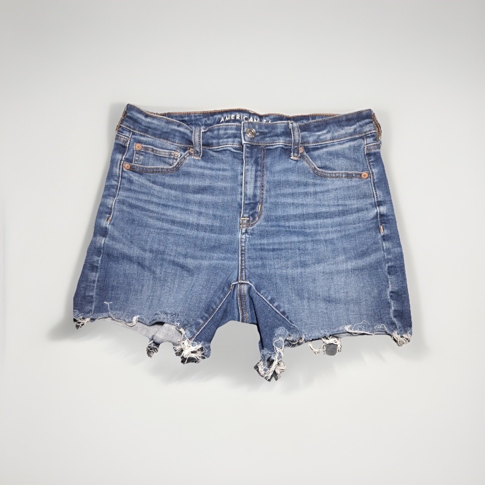 American Eagle Hi-Rise Shortie Ne(x)t Level Stretch Blue Denim Shorts Womens 10